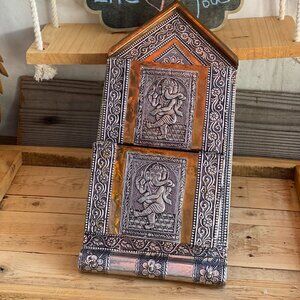 Vintage Hand Hammered Ganesha Letter Box Wall Decor Functional Silver Art